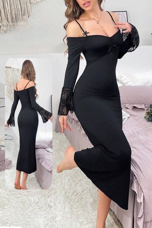 Satin Long Lingerie Dress - Code(521)