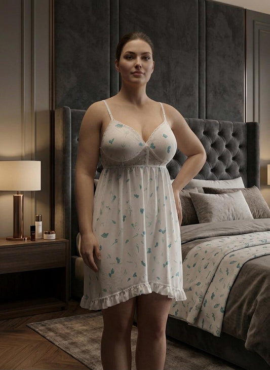 Ruffle Mesh Babydoll Dress - Code(030)