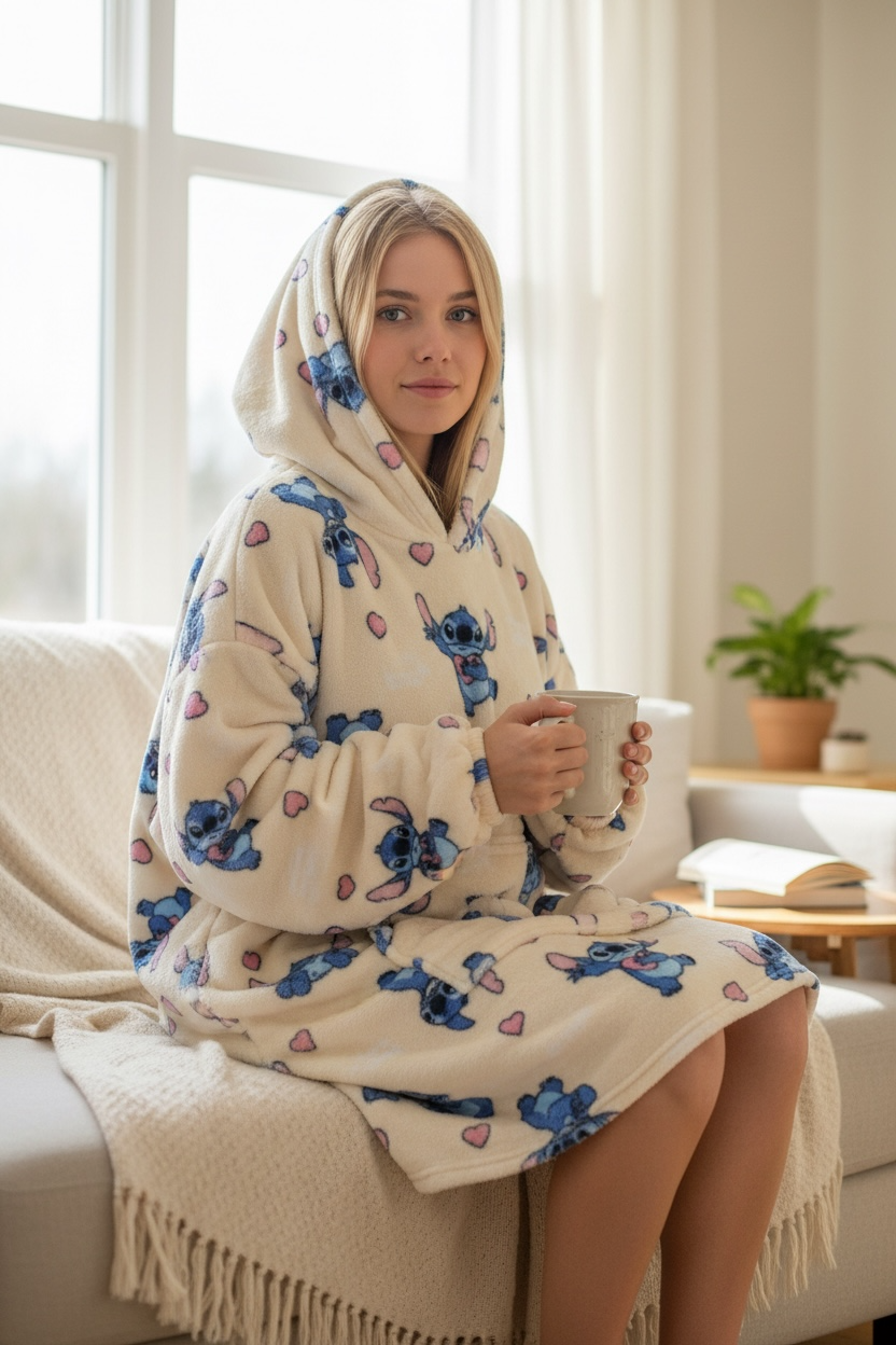 Women's Hoodie Pajama Set – Stitch Print – Code 2035