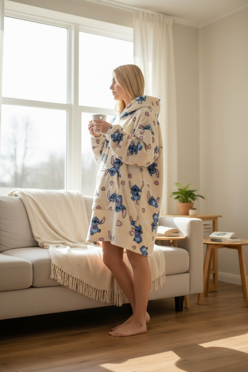 Women's Hoodie Pajama Set – Stitch Print – Code 2035