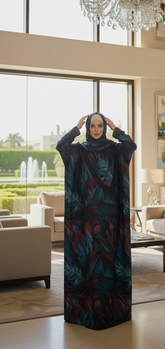 Printed Modest Lounge Dress - Code(1019)