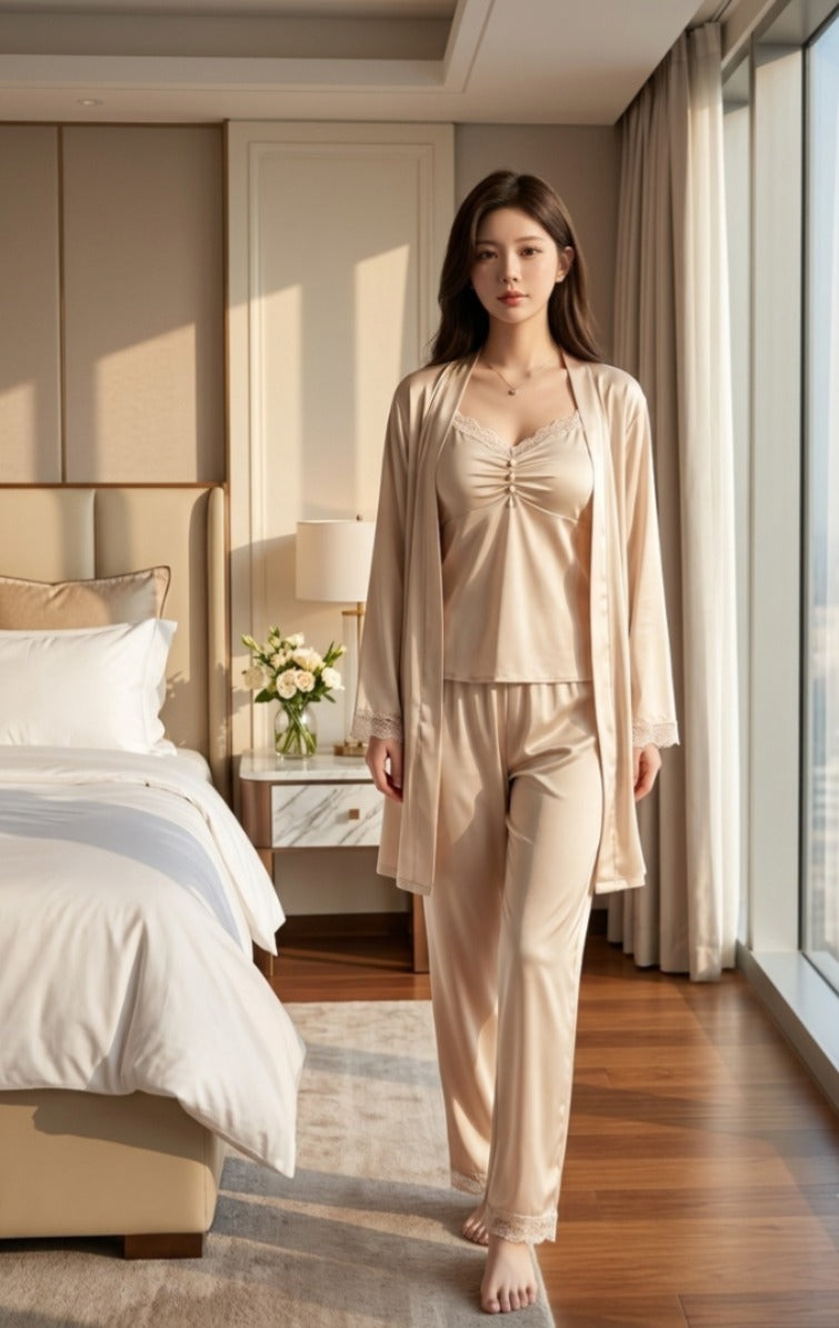Lace Trim Button Pajama Set Code 400