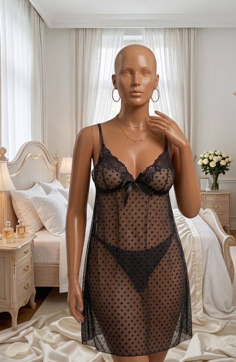 Heart Mesh Babydoll Dress Big Size - Code(220)