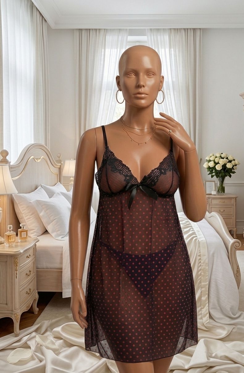 Heart Mesh Babydoll Dress Big Size - Code(220)