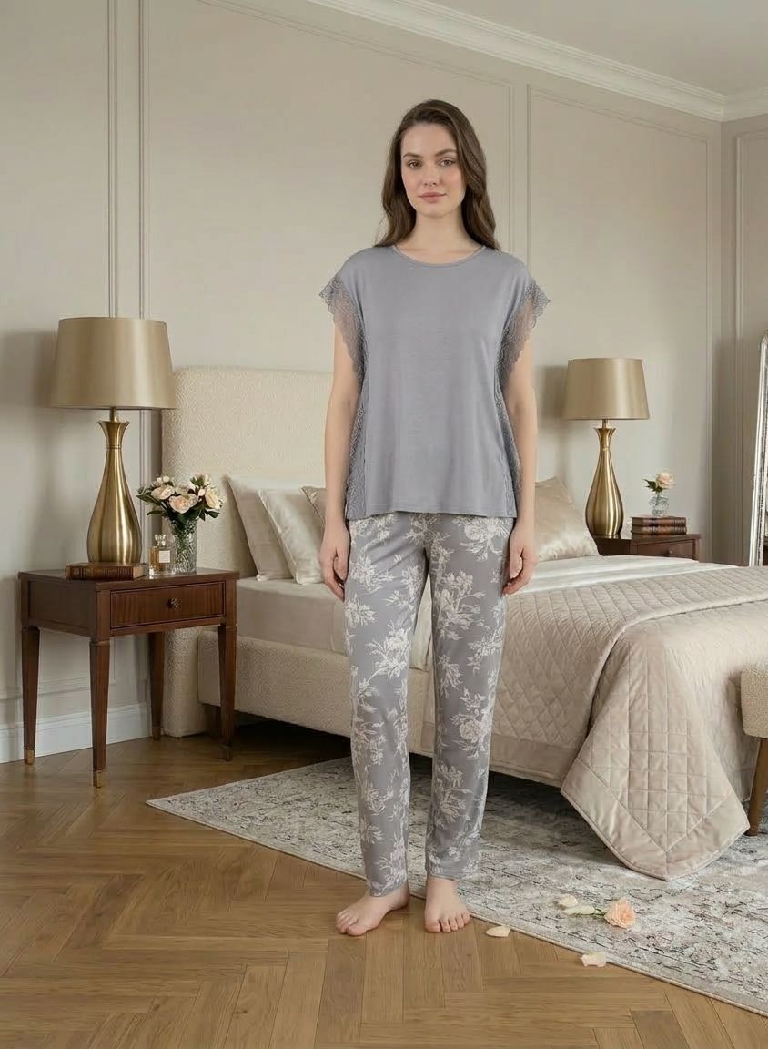 Satin Trim Lounge Set - Code(227)