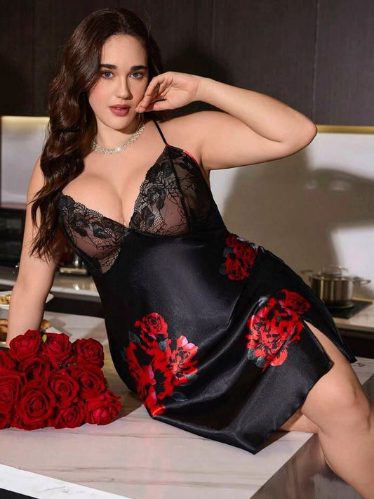 Floral Lace Babydoll Lingerie Big Size- Code(322)