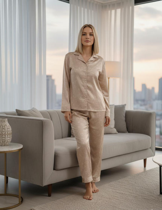 Satin Long Sleeve Pajama Set - Code(323)