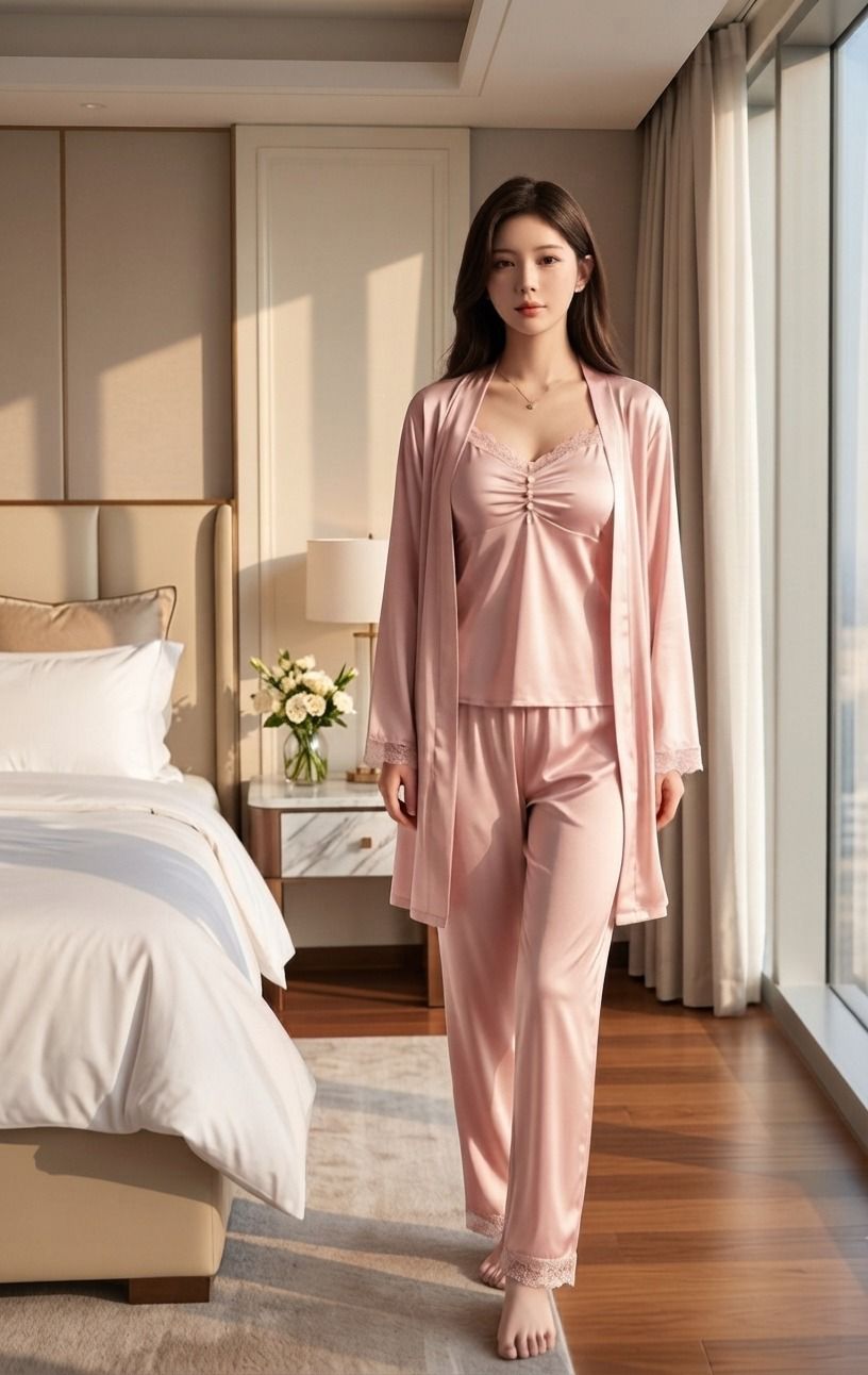 Lace Trim Button Pajama Set Code 400