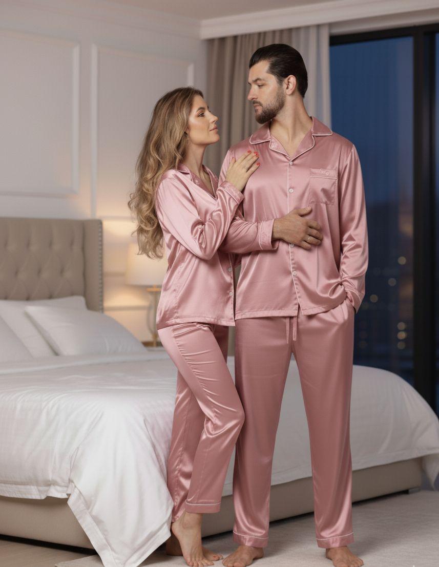 Couple Satin Pajama Set - Code 550