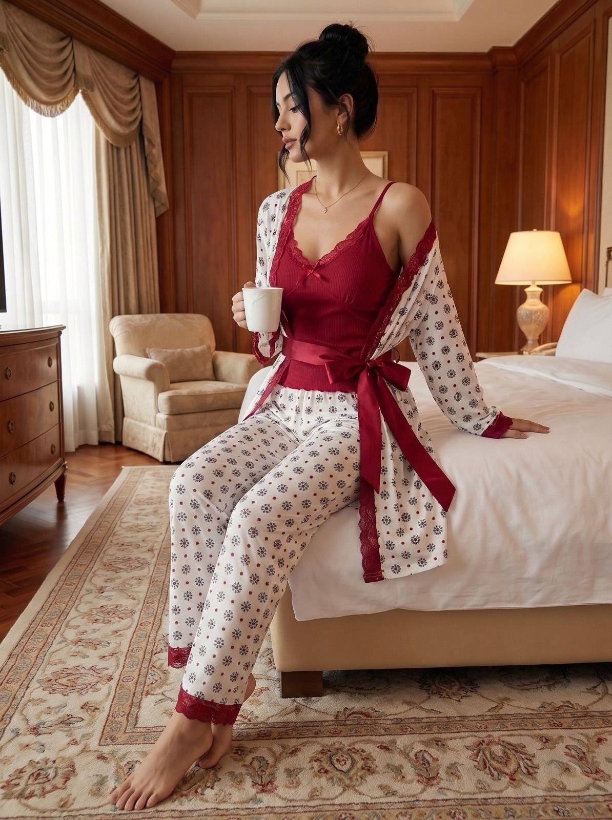 Lace Trim Sleepwear Set Code 062
